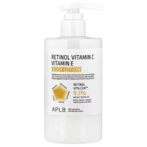 Rétinol, vitamine C, Lotion pour le corps à la vitamine E, 300 ml